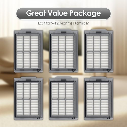 (6 Pack) Plus 405 Combo, Plus 505 Combo Replacement HEPA Filters for iRobot Roomba Plus 505 Combo robot, Plus 405 Combo, Plus 505, Plus 405, Vacuum Filters, Upright Filter, Canister Filter