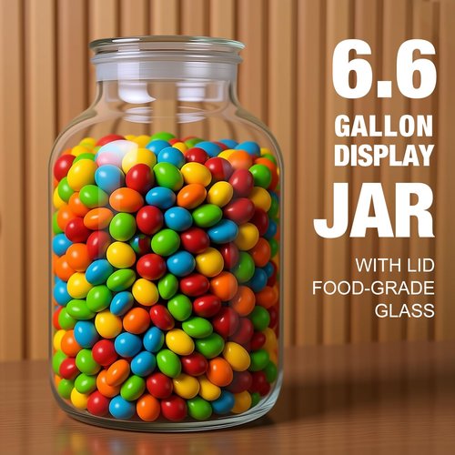Maxdot Large Glass Jar with Airlock Lid 6.6 Gallon Large Storage Glass Jars Wide Mouth Fermentation Jar with Ropes Fermentation Container Jug for Wine Making
