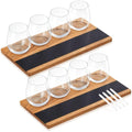 Marsui Wine Flight Tasting Set, Includes Wooden Whiskey Flight Board, Glasses, 2 Soapstone Chalks for Beer, Cocktails, Coffee, Wine Tasting Party Supplies, Brunch, Wedding Gift (10 Pcs)