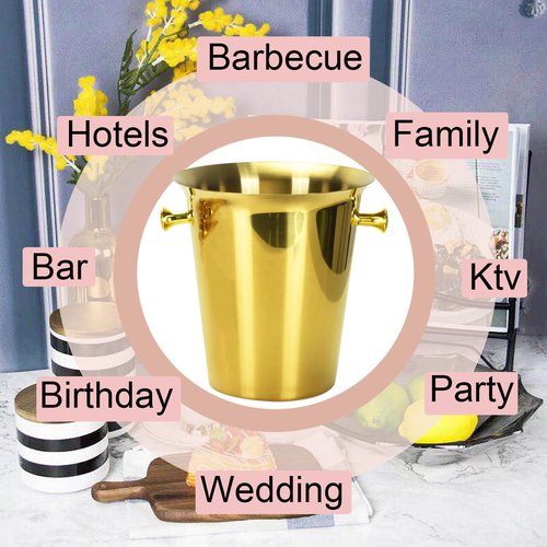 Champagne Ice Bucket with Stand Stainless Steel Wine Bucket on Stand Ice Cube Chiller Container Standing Ice Bucket for Party Wedding Beer Ktv BBQ Club Bar