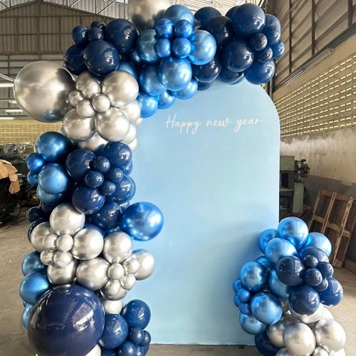 Awenztech Metallic Blue Balloons - 12 Inch Chrome Latex Balloons | 50pcs for Parties & Celebrations