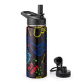 Skyflora 18oz Insulated Water Bottle with Straw Lid & Spout Lid, Game Controller, Gift for Kids Boys Girls Student Sports Travel Fitness Hiking Outdoors, Double Wall, Hands Wash Only, Black