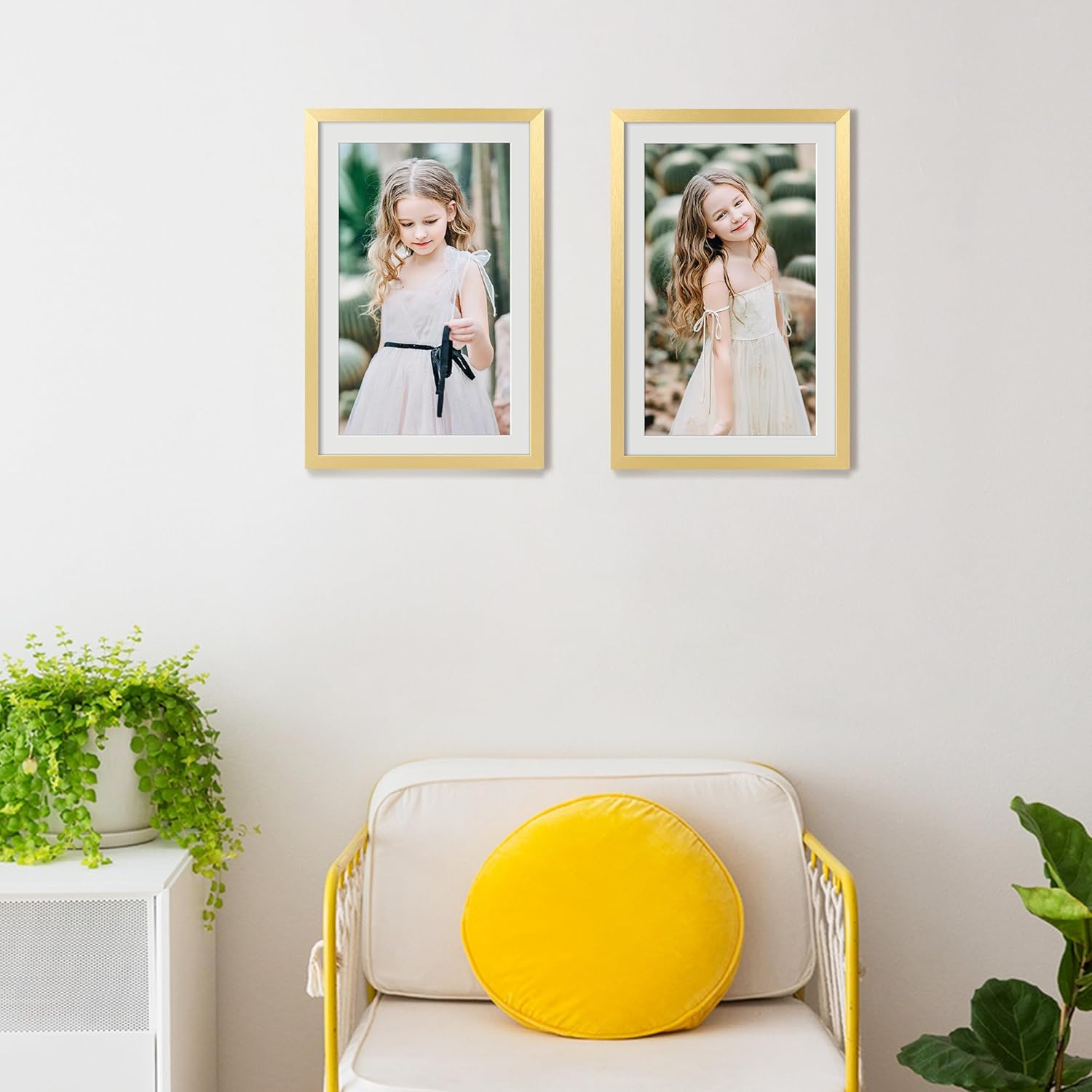 Upsimples 11x17 Picture Frame Set of 5 - Display 9x15 with Mat or 11x17 Without | Elegant Gold Design