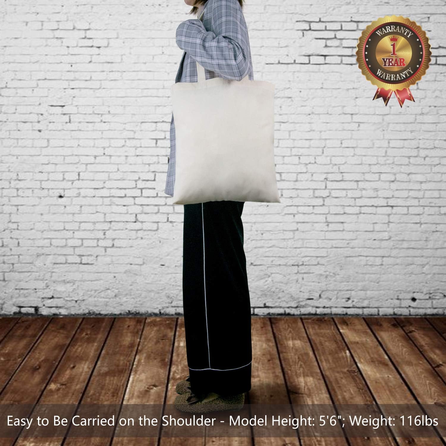 TOPDesign 48-Pack Cotton Tote Bags - Lightweight Reusable 16"x15" Grocery Bags for DIY & Promotions
