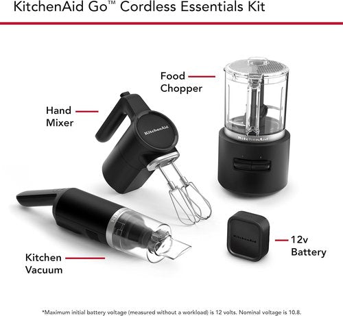 KitchenAid Go™ Cordless Bundle - Hand Mixer, Food Chopper & Kitchen Vacuum | Black Matte, Battery Included