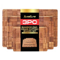 SliceElite Extra Large Bamboo Cutting Board Set 3 Piece End Grain Wooden Chopping Boards with Holder Non Slip Feet Juice Groove XL Butcher Block Style Boards for Kitchen Carving and Serving