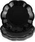 NatNarr 30 Pcs Black Paper Plates - 7 Inch Scalloped Disposable Dessert Plates for Parties & Events