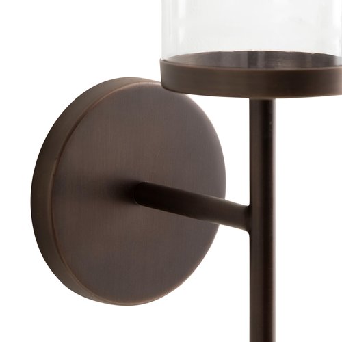 Kate and Laurel Blaise Transitional Metal Wall Sconce; 5 x 6 x 14; Antique Bronze; Modern Round Candle Holder with Removable Glass Cylinder for Flameless Candles