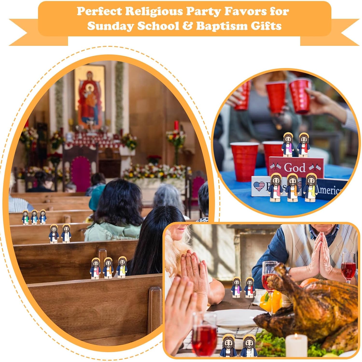 Skiennix Mini Jesus Figurines - 70 Pcs Bulk Set for Easter Hide and Seek Religious Party Favors