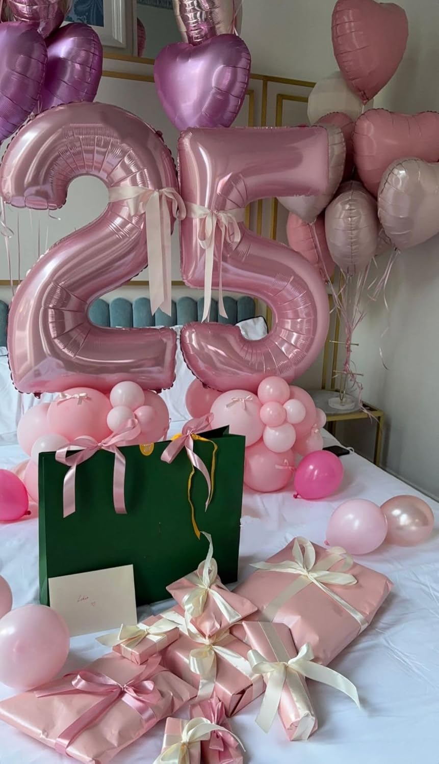 Skiennix 40-Inch Pastel Pink Number Balloons - Perfect 17th Birthday Decorations for Men & Women