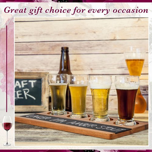 Marsui Wine Flight Tasting Set, Includes Wooden Whiskey Flight Board, Glasses, 2 Soapstone Chalks for Beer, Cocktails, Coffee, Wine Tasting Party Supplies, Brunch, Wedding Gift (10 Pcs)