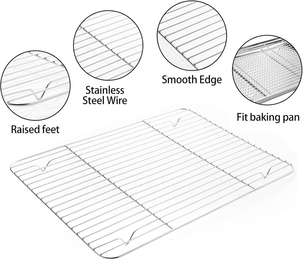 Skiennix Stainless Steel Baking Sheet Set - 3 Trays, 3 Racks & 3 Silicone Mats - Easy Clean, 10/12/16 Inch