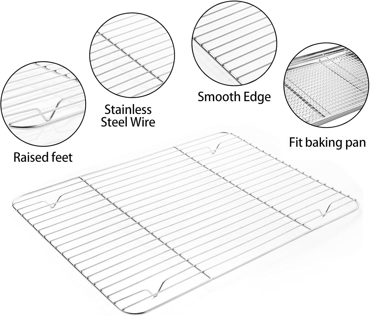 Skiennix Stainless Steel Baking Sheet Set - 3 Trays, 3 Racks & 3 Silicone Mats - Easy Clean, 10/12/16 Inch