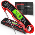 AWLKIM Digital Meat Thermometer - Instant Read Waterproof Cooking Thermometer with Backlight - Red