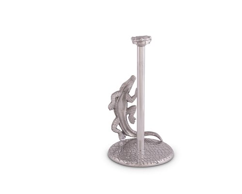 Arthur Court Designs Aluminum Alligator/Gator/Crocodile Paper Towel Holder Aluminum Metal Standing Tall on Countertop 12.5 inch Standing Tall