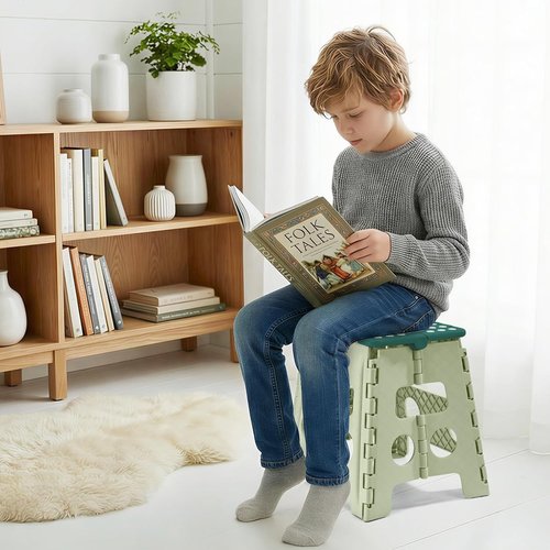 ACKO Folding Step Stool - Sturdy 13 Inch Collapsible Design | Supports Up to 300 lbs, Non-Slip, Lightweight, Green