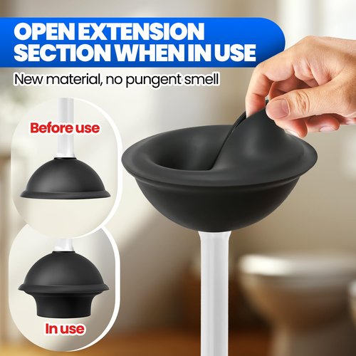 Denvlex Toilet Plunger with Holder, Heavy Duty Plunger and Holder Combo for Bathroom Cleaning, Bathroom Decor, Bathroom Accessories, Toilet Bowl Cleaners, 19-Inch Pearl White