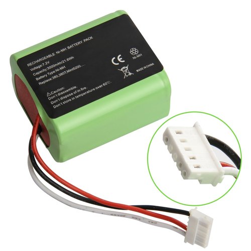 High Capacity 3000mAh 7.2 Volt Replace Battery for Robot Braava 380 380t 390T, Mint5200 5200B 5200C NI-MH Floor Mopping Robots [2XPack]