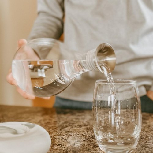 MAYU, Glass Water Pitcher Replacement Designed for Swirl Structured Water Device, 1.5 Liter, 100% Grade-A Borosilicate Glass, Dishwasher Safe, Swirl Base Not Included