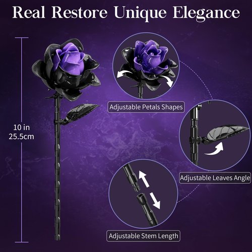 Advent Calendar 2025 for Adults Teens, 12 Purple Rose Flower Bouquet Building Blocks, 24 Days Surprise Christmas Countdown Calendar with 822 PCS Gothic Artificial Flowers Home Decor for Women Men Teen
