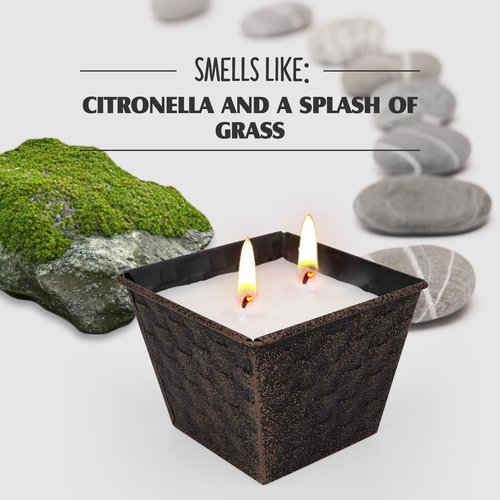 Citronella Candles Outdoor – 2 Pack, 12oz Each, Large Double-Wick Soy Wax Candles, 100-Hour Burn Time, for Patio, Camping, Backyard, Emergency & Survival