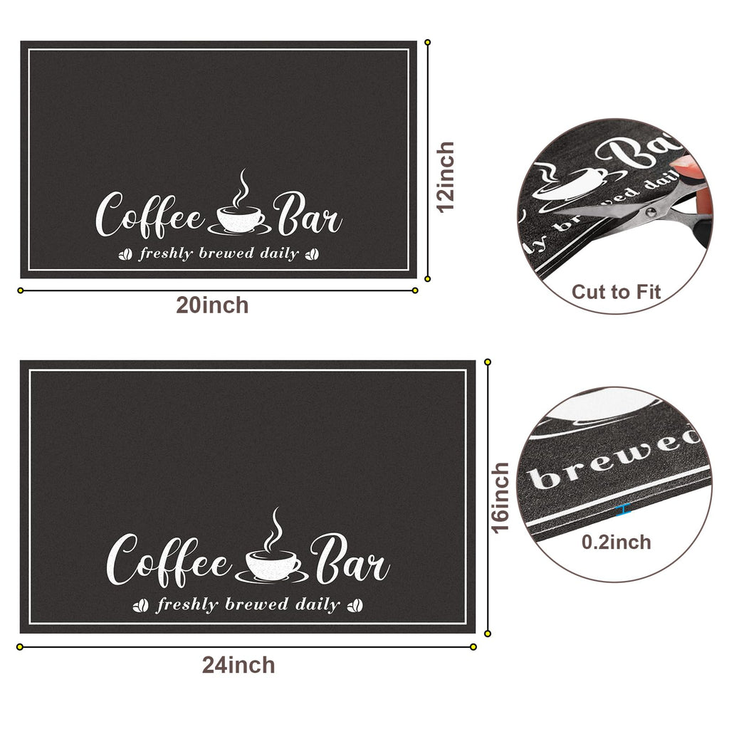 CooRug Absorbent Coffee Mat, Fashion Dish Drying Mat for Kitchen Counter Coffee Bar Accessories Espresso Machine Dish Rack 16" x 24" Black