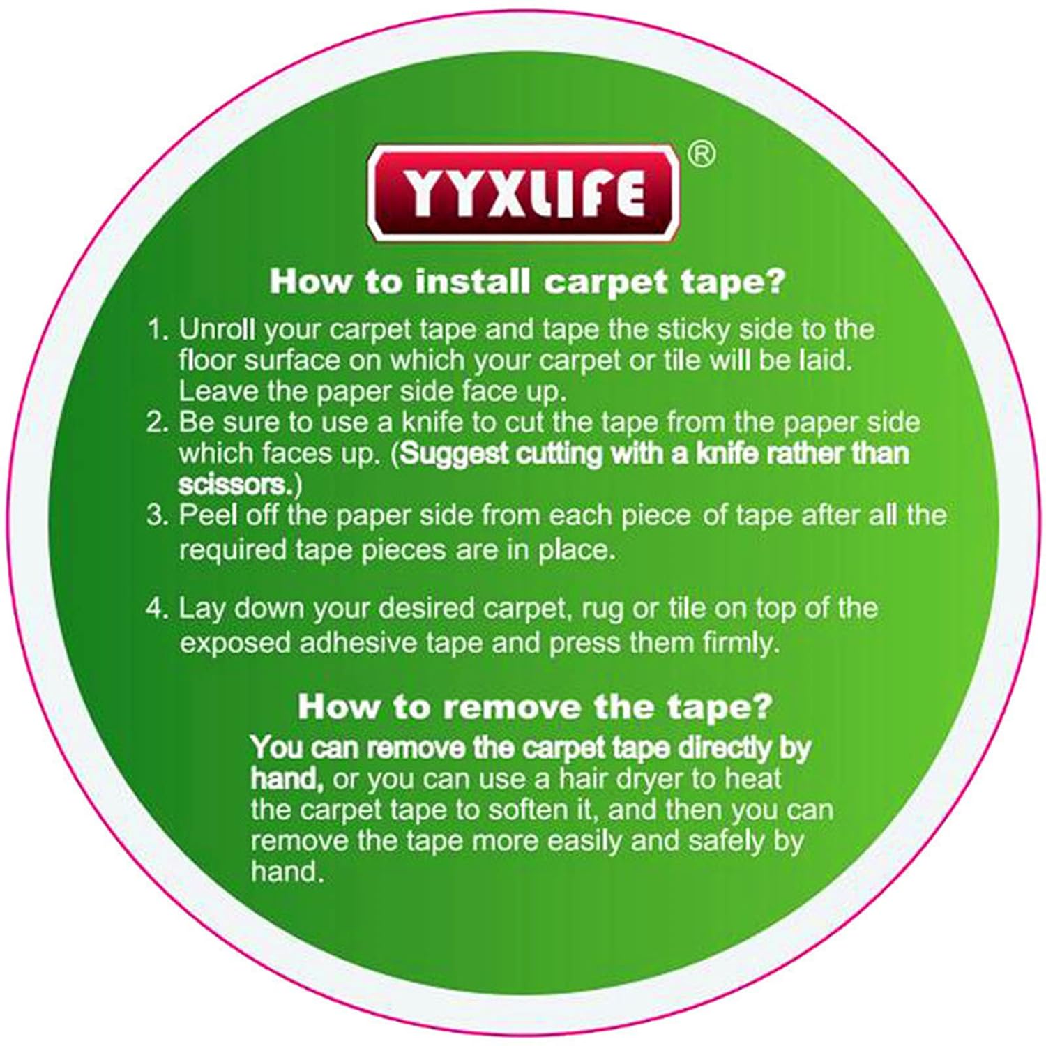 YYXLIFE Double-Sided Carpet Tape - Heavy-Duty Adhesive for Hardwood Floors & Area Rugs | 2 Inch x 12 Yards