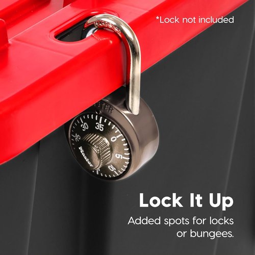 IRIS USA 12 Gallon Heavy Duty Storage Bins with Lids - 4-Pack Red Plastic Tote Containers