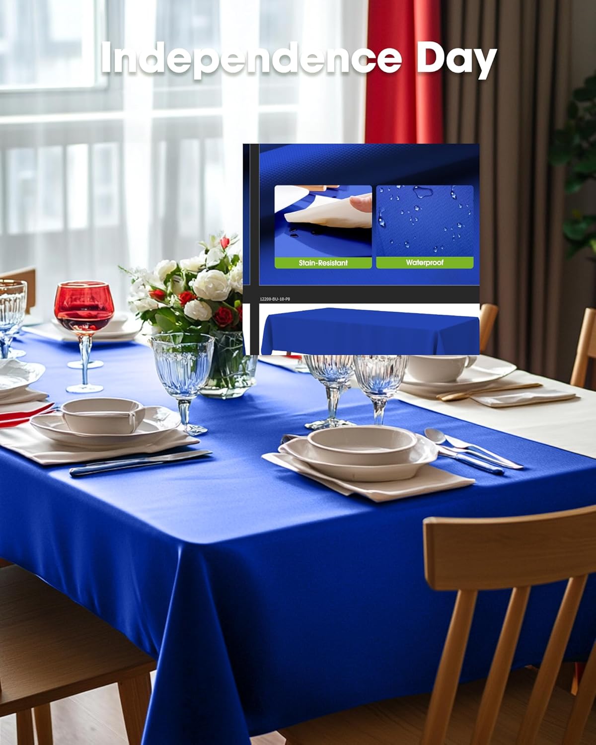 Pureegg Disposable Plastic Table Cloths - 8 Pack, 54 x 108 Inch, Leakproof & Sturdy, Blue for Graduation Party