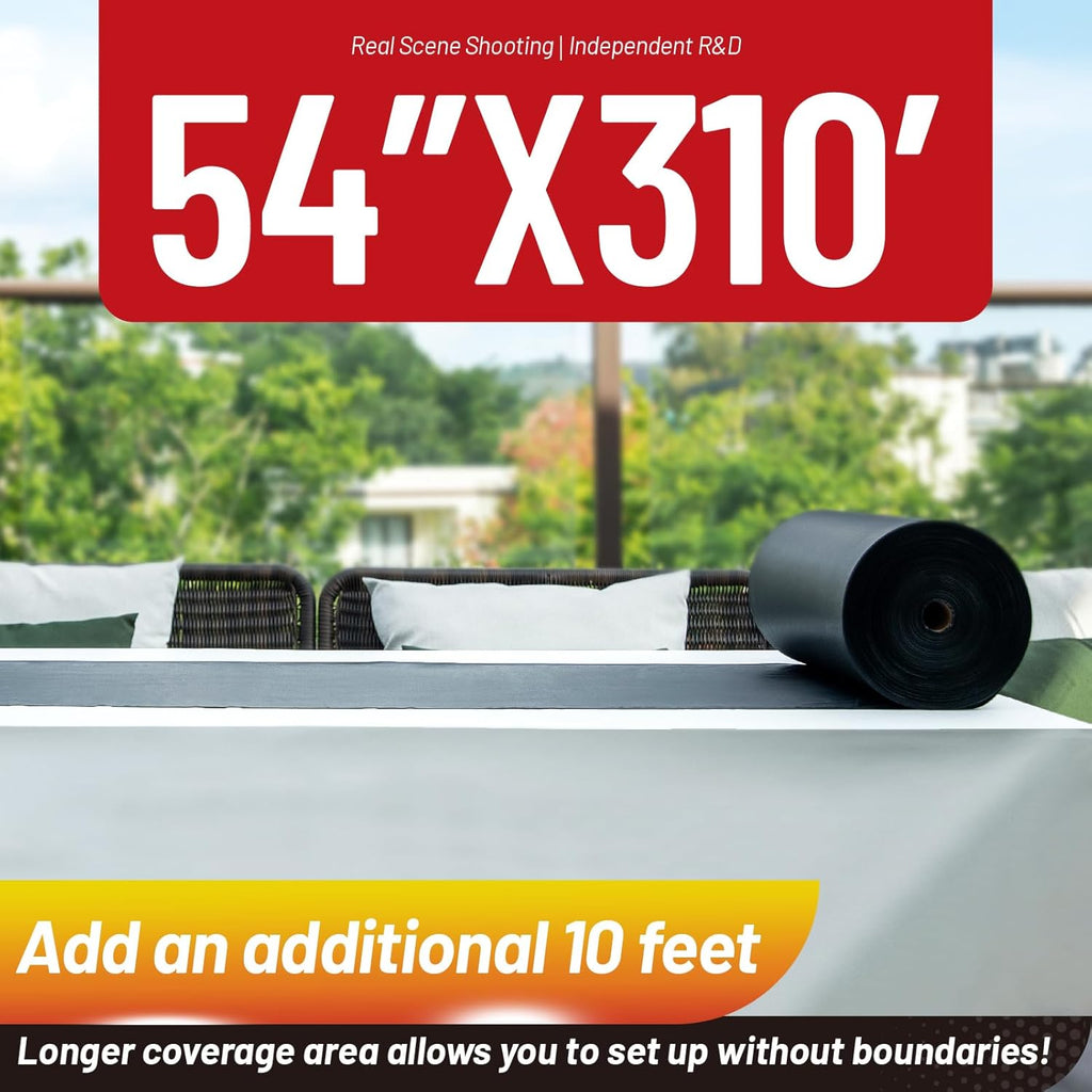 Premium PEVA Plastic Tablecloth Roll - 310 Ft x 54 In | Waterproof Black Disposable Cover for Parties & Events