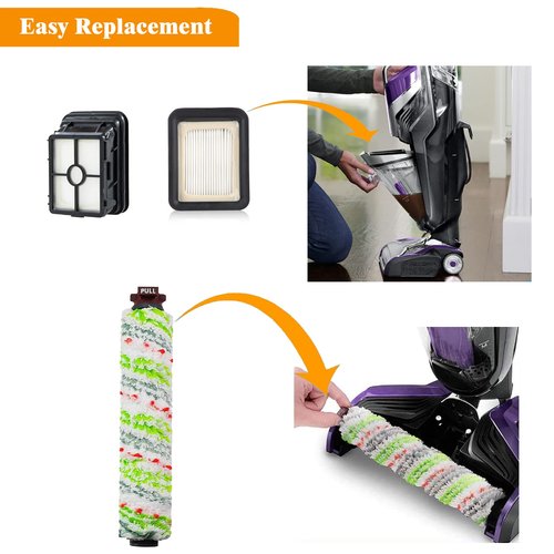 KLAQIAN 1785 2306A Crosswave Pet Pro Replacement Parts for Bissell Crosswave Roller Brush Replacement and Crosswave Replacement Filter (2 Multi-Surface Pet Brush Rolls+2 Filters)