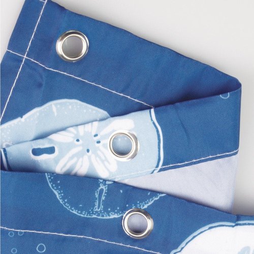 InterDesign Novelty Fabric Shower Curtain, 72" x 72", Sand Dollar, Blue