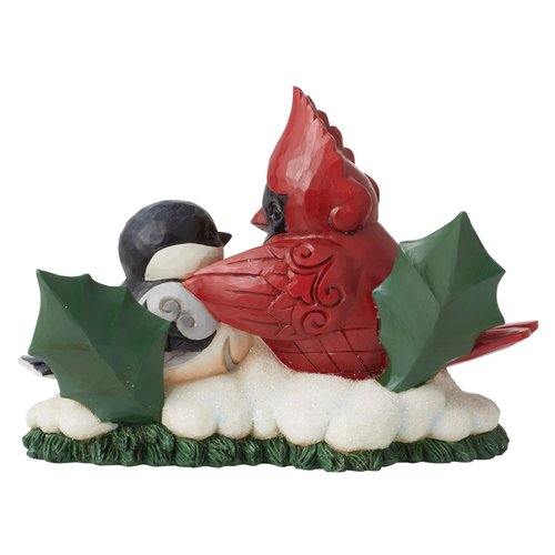 Enesco Jim Shore Heartwood Creek Highland Cardinal and Chickadee Sharing Brand Figurine, 4.33 Inch, Multicolor