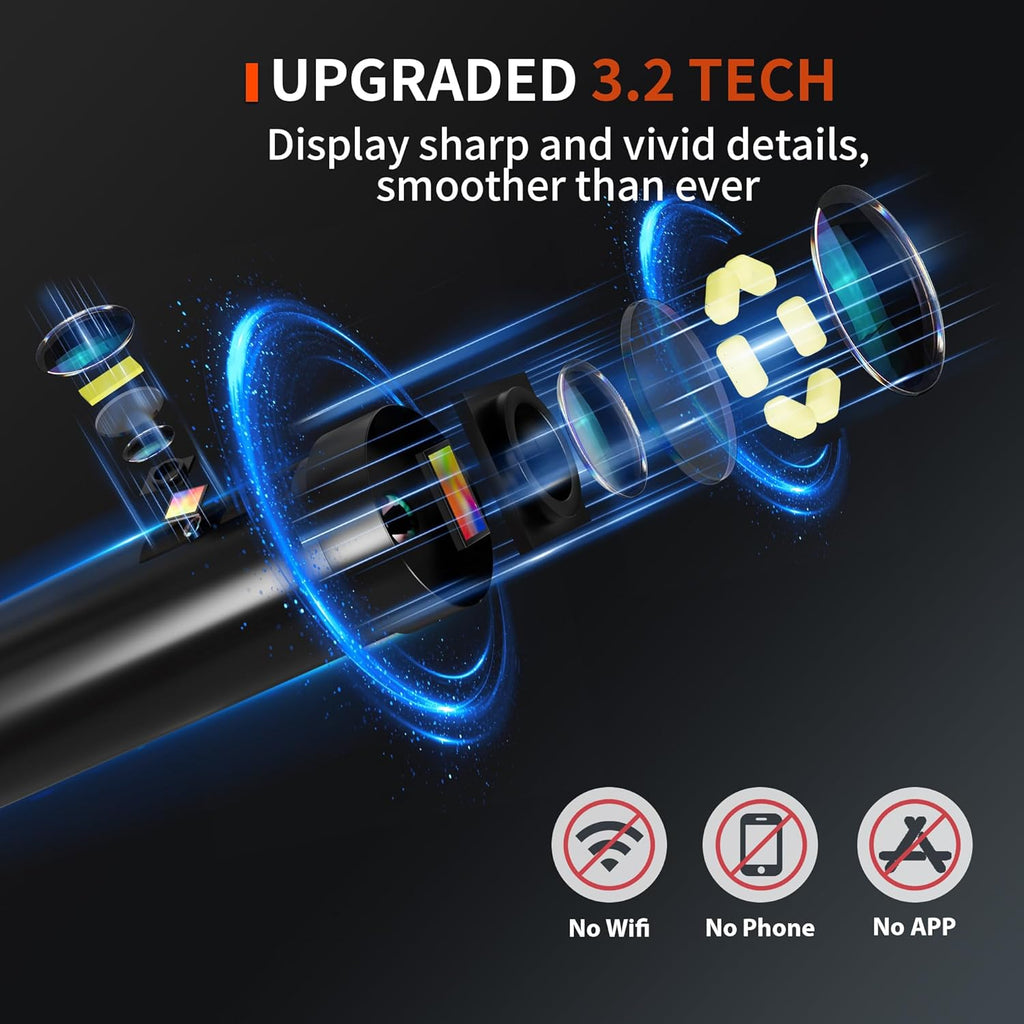 NIDAGE Dual Lens Borescope Inspection Camera - 1920P HD Endoscope with 4.3" Screen & 11.5FT Cable