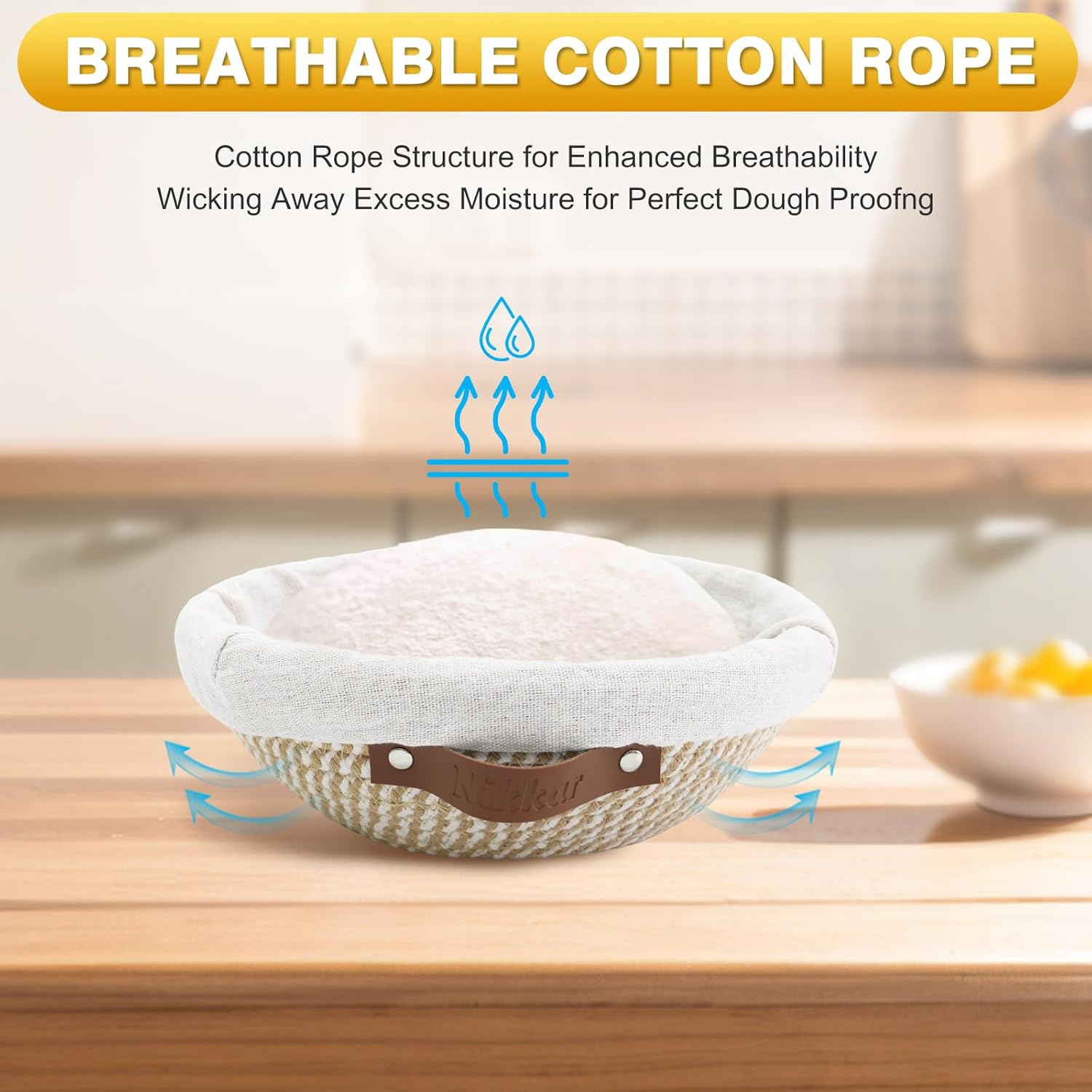 Nikkar Banneton Bread Proofing Basket Set - Round & Oval Cotton Rope Bowls, 9-11 Inches, Perfect for Sourdough Baking
