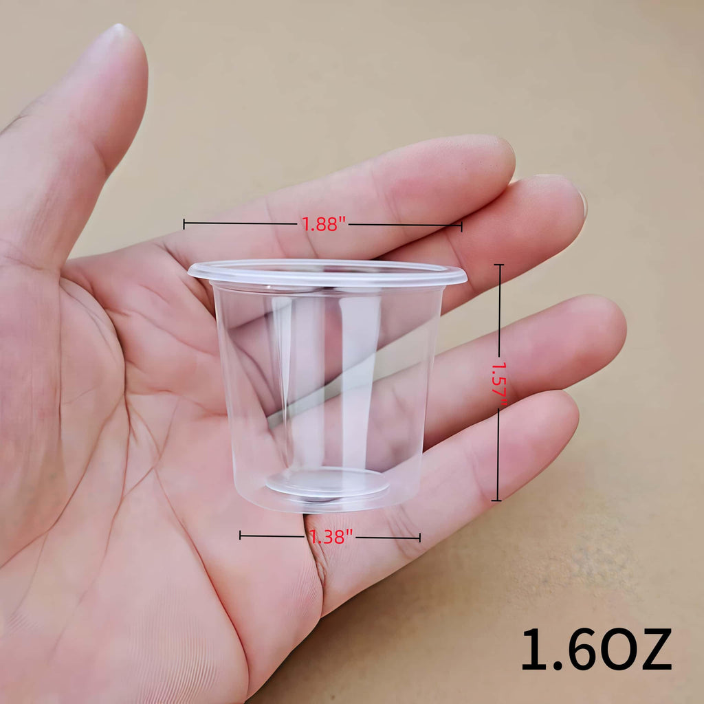 Cynohesta Tiny Disposable Small Plastic Cups Mini Communion Jello Sample Tasting Little Shot Glasses Clear Cup 1 1.5 2 3 oz (500, 1.6OZ)