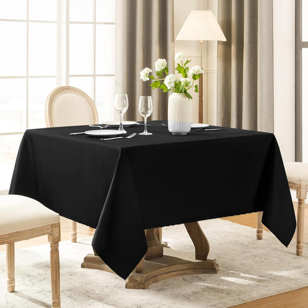 Regine Switzerland Square Tablecloth - 52 x 52 Inch Black | Stain & Wrinkle Resistant, Washable Polyester for Events