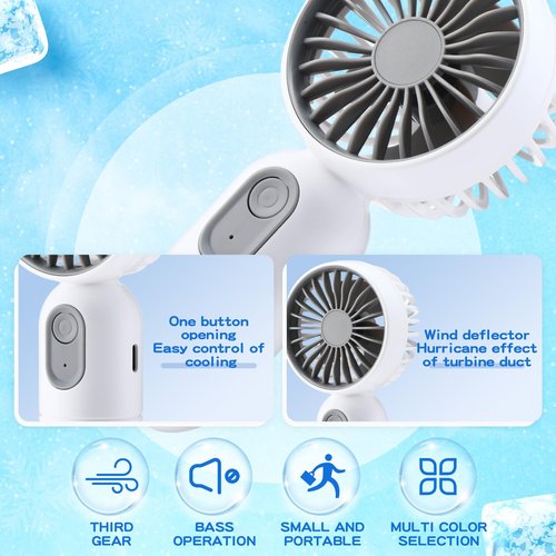 Rossesay 12 Pack Mini Portable Handheld Fan Bulk for Travel 3 Speeds, Rechargeable USB Battery Operated, Small Personal Eyelash Fans for Women Men Indoor Outdoor(White,Classic Style)