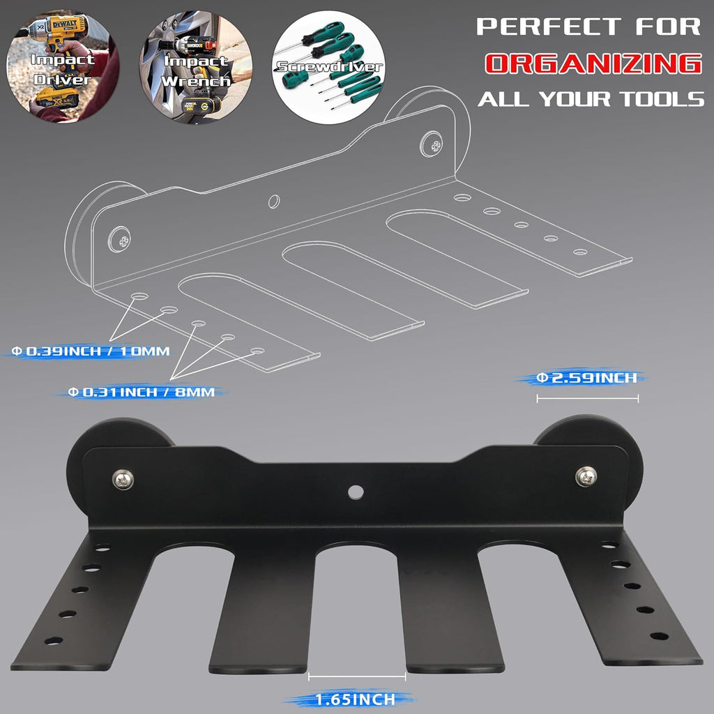 ULIBERMAGNET Power Tool Organizer - Heavy-Duty 3-Slot Wall Mount Storage Rack with Screwdriver Holder | Ideal for Garage & Workshop