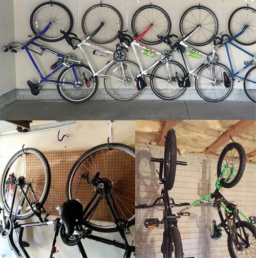Bike Hooks - Durable Garage Bike Hanger | Pack of 4 Easy Off Wall Mount Hooks