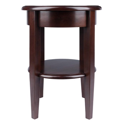 Winsome Concord Round End Table with Drawer and Shelf, for Living Room, Bedroom, Walnut