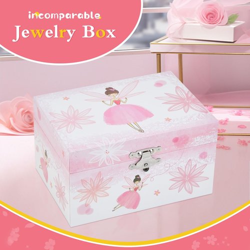 TAOPU Girl's Gift Music Box with Spinning Ballerina,Fairy Design Musical Jewelry Box for Kids Jewel Storage,Toys for Girls