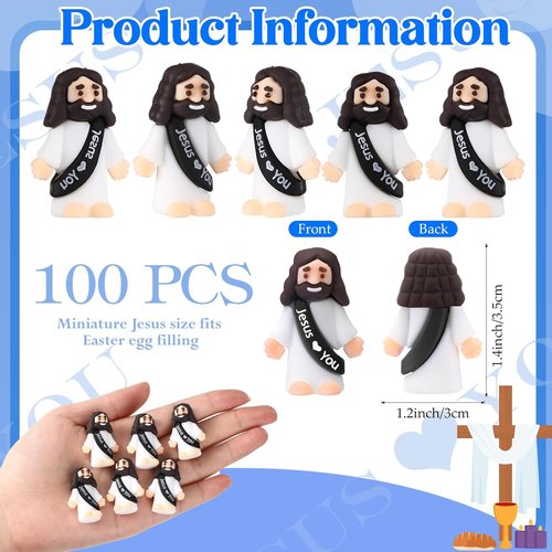 Bememo 100 Pcs Little Jesus Figures - Original Design Pocket Rubber Figures for Easter Gifts | Black
