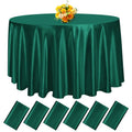 6 Pack 108 Inch Hunter Green Satin Tablecloth - Premium Bright Silky Round Tablecloth Overlay Smooth Fabric Table Cover, Table Decoration for Wedding Party Banquet Events Restaurant Kitchen Dining