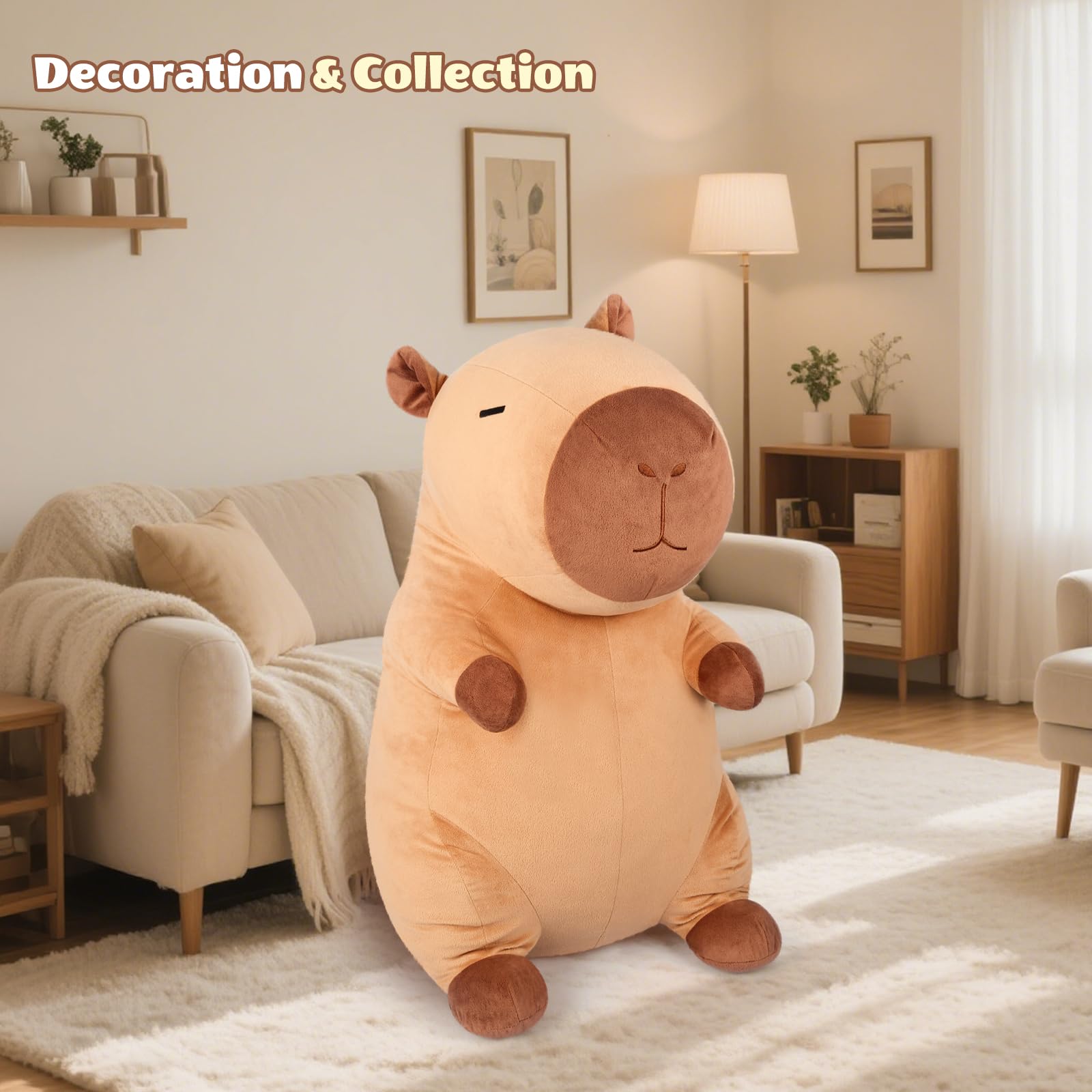 SuzziPals Giant Capybara Plush 30", Jumbo Soft Capybara Stuffed Animal, Giant Plush Toys Hugging Plush for Stress Relief & Cozy at Night, Huge Cuddly Capibara Plushie Gift for Kids Adults