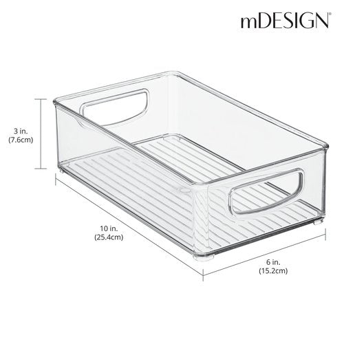 mDesign Small Plastic Kitchen Storage Container Bin with Handles - Organization in Pantry, Refrigerator or Freezer - Food Organizer for Fruit, Yogurt, Squeeze Pouches, Ligne Collection, 8 Pack, Clear