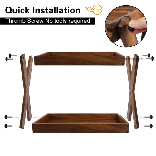 ZOVANO Wood Countertop Shelf Organizer, 2 Tier Wooden Shelf for Coffee Bar Accessories, Kitchen Spice Rack Organizer, Condiment Storage Caddy for Home, Office, Bathroom counter