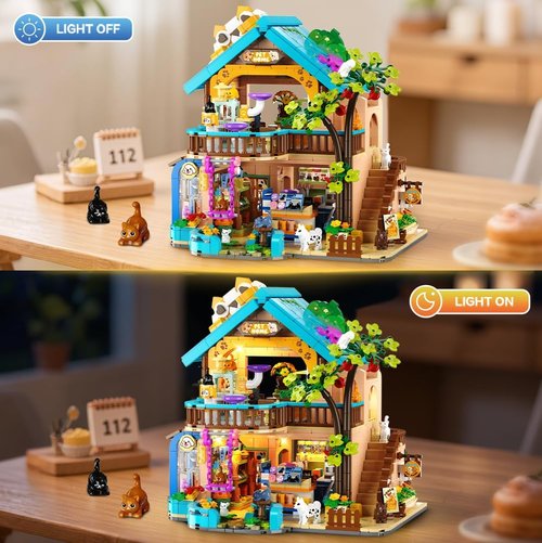 INSOON City Pet Shop Building Set - Cozy Construction Toy with Lights | Miniature Animal Store for Ages 8+