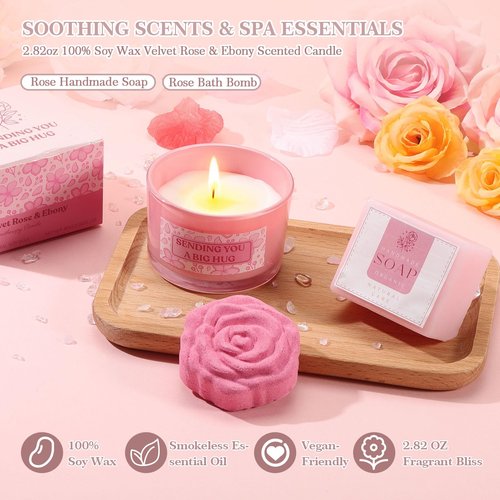 Gift Set for Women Self Care - Pink Birthday Gifts Basket for Women Best Friend Sister Daughter Mother in Law, Relaxation Gifts Spa Gift Basket Self Care Package for Her w/ 40oz Insulated Tumbler
