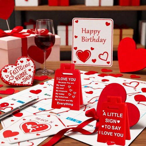 3D Mini Sign Valentine's Decoration Anniversary Present, Romantic Red A Little Sign To Say I Love You Sign Plaque Perfect Gifts for Her Wife Girlfriend Valentines Anniversary Wedding